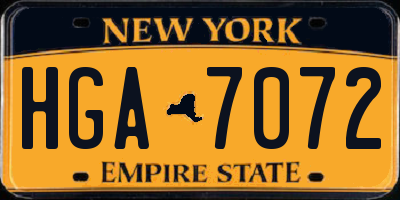 NY license plate HGA7072