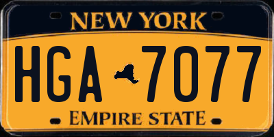 NY license plate HGA7077