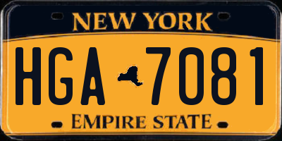 NY license plate HGA7081