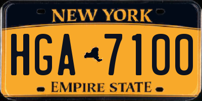 NY license plate HGA7100