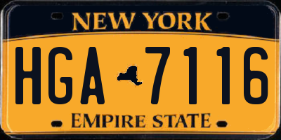 NY license plate HGA7116