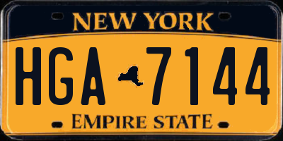 NY license plate HGA7144