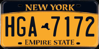 NY license plate HGA7172