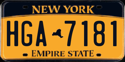 NY license plate HGA7181