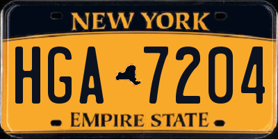 NY license plate HGA7204