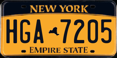 NY license plate HGA7205