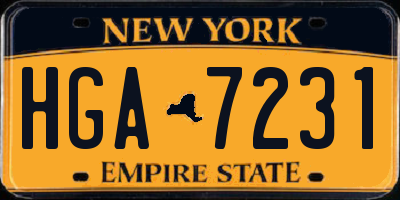 NY license plate HGA7231