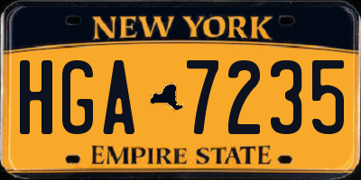 NY license plate HGA7235