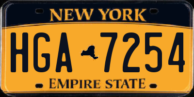 NY license plate HGA7254