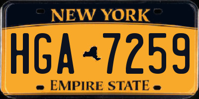 NY license plate HGA7259