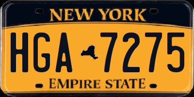 NY license plate HGA7275