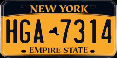 NY license plate HGA7314