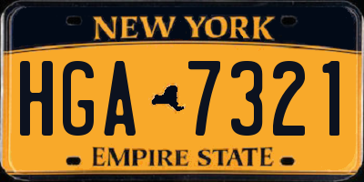 NY license plate HGA7321