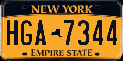 NY license plate HGA7344