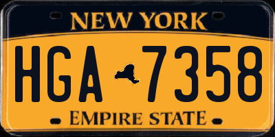 NY license plate HGA7358