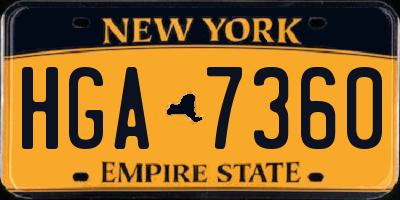 NY license plate HGA7360