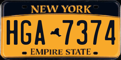 NY license plate HGA7374