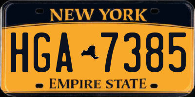 NY license plate HGA7385