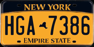 NY license plate HGA7386