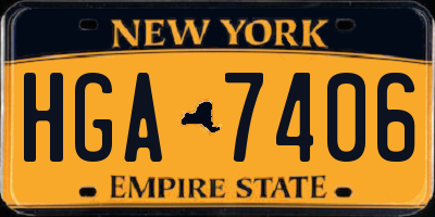 NY license plate HGA7406