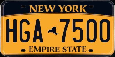 NY license plate HGA7500