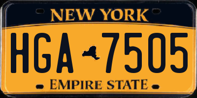 NY license plate HGA7505