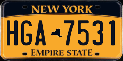 NY license plate HGA7531