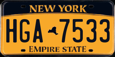 NY license plate HGA7533