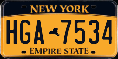 NY license plate HGA7534