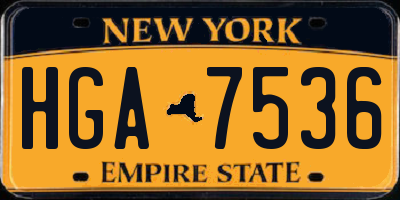 NY license plate HGA7536