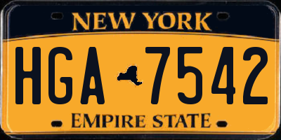 NY license plate HGA7542