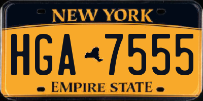 NY license plate HGA7555