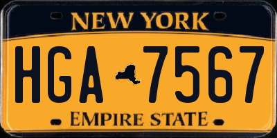 NY license plate HGA7567