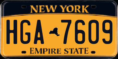 NY license plate HGA7609