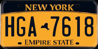 NY license plate HGA7618