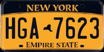 NY license plate HGA7623