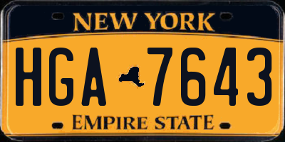 NY license plate HGA7643