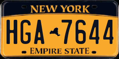 NY license plate HGA7644