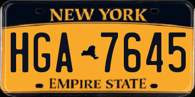 NY license plate HGA7645