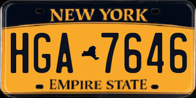 NY license plate HGA7646