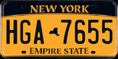 NY license plate HGA7655