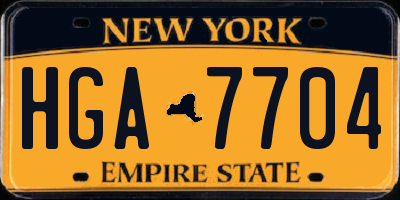 NY license plate HGA7704