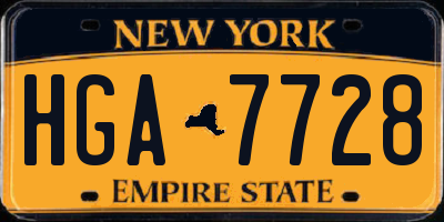 NY license plate HGA7728