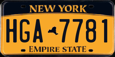 NY license plate HGA7781