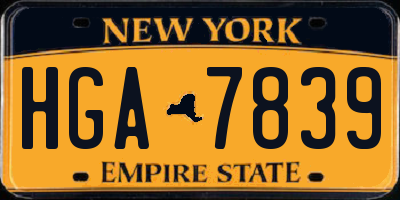 NY license plate HGA7839