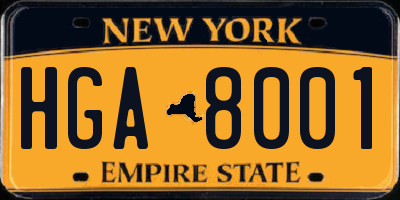 NY license plate HGA8001