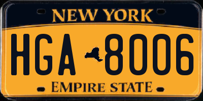 NY license plate HGA8006