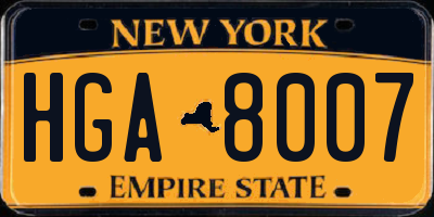 NY license plate HGA8007