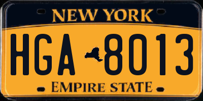 NY license plate HGA8013