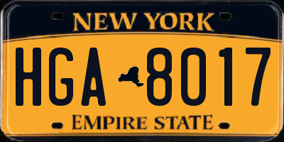 NY license plate HGA8017